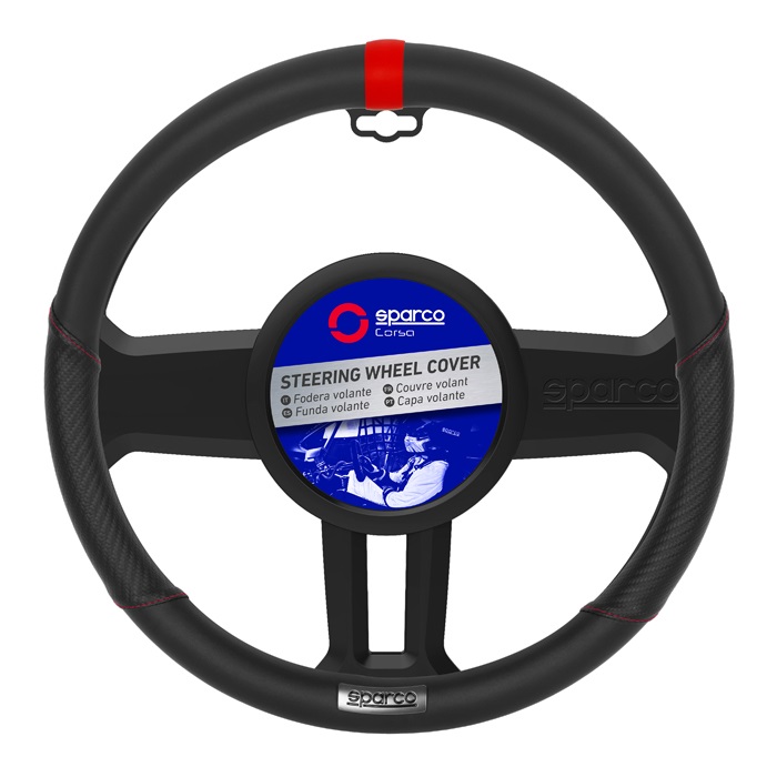 red and black leather steering wheel cover